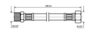 NEOPERL NEOFLEX Panzerschlauch DN10 IG x AG, 1/2" x 1/2" 100 cm – Bild 2