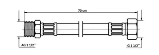 NEOPERL TECHLINE NT Panzerschlauch DN40 IG x AG, 1 1/2" x 1 1/2" 70 cm – Bild 2