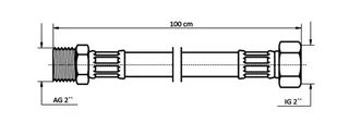 NEOPERL TECHLINE NT Panzerschlauch DN50 IG x AG, 2" x 2" 100 cm – Bild 2