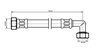 NEOPERL NEOFLEX Panzerschlauch DN10 IG x IG gebogen, 3/4" x 3/4" 30 cm – Bild 2