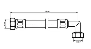 NEOPERL NEOFLEX Panzerschlauch DN13 IG x IG gebogen, 3/4" x 3/4" 150 cm – Bild 2