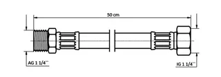 NEOPERL NEOFLEX Panzerschlauch DN32 IG x AG, 1 1/4" x 1 1/4" 50 cm – Bild 2