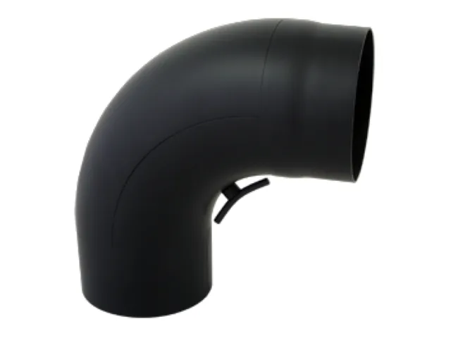 Bertrams Camino Bogen 90 Grad glatt gezogen d:150, 2 mm seno schwarz, mit Tür