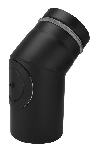 Bertrams Pelletino Bogen geschweißt 45 Grad d:100, 0,6 mm, seno schwarz, mit RV