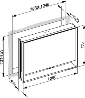 Keuco SPS R. Lumos 14318, mit Ablagef., Einbau, silb-elox., 1050x735x165mm – Bild 2