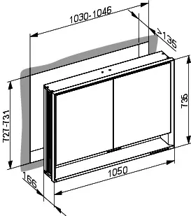 Keuco SPS R. Lumos 14318, mit Ablagef., Einbau, silb-elox., 1050x735x165mm – Bild 3