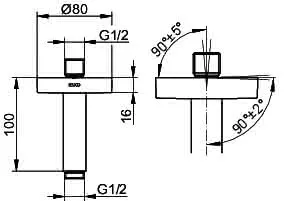 Keuco Brausearm Elegance 51689 Deckenanschl. rd. 100mm sw – Bild 2