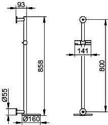 Keuco Brausestange IXMO 59585, rund, mit Ablage, verchromt/anthrazit, 855 mm – Bild 2