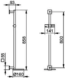 Keuco Brausestange IXMO 59585, eckig, mit Ablage, verchromt/weiß, 855 mm – Bild 2