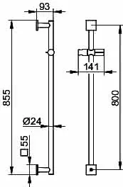Keuco Brausestange IXMO 59585 eck. m.Brauseschieber 855mm sw – Bild 2