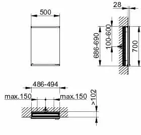 Keuco Royal Modular 2.0 SPS, bel. 80001, Einb,1Steckd,sb-elox,500x700x120mm – Bild 2