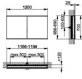 Keuco Royal Modular 2.0 SPS, bel. 80021, Einb,2Steckd,sb-elox,1200x700x120mm – Bild 2