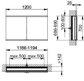 Keuco Royal Modular 2.0 SPS, bel. 80021, Einb,2Steckd,sb-elox,1200x700x160mm – Bild 2