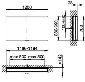 Keuco Royal Modular 2.0 SPS, bel. 80021, Einb,1Steckd/USB,sb-elox,1200x700x160mm – Bild 2
