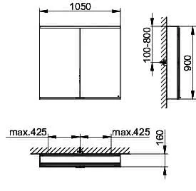 Keuco Royal Modular 2.0 SPS, bel. 80021, Vorb,2Steckd,sb-elox,1050x900x160mm – Bild 2