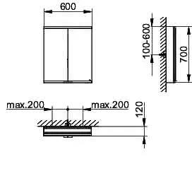 Keuco Royal Modular 2.0 SPS, bel. 80021, Vorb,2Steckd,sb-elox,600x700x120mm – Bild 2