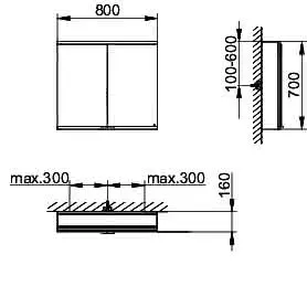 Keuco Royal Modular 2.0 SPS, unbel. 80020, Vorb,oSteckd,sb-elox,800x700x160mm – Bild 2