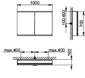Keuco Royal Modular 2.0 SPS, bel. 80021, Vorb,2Steckd,sb-elox,1000x700x160mm – Bild 2
