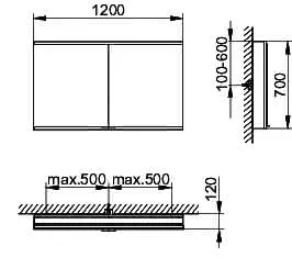 Keuco Royal Modular 2.0 SPS, bel. 80021, Vorb,1Steckd/USB,sb-elox,1200x700x120mm – Bild 2
