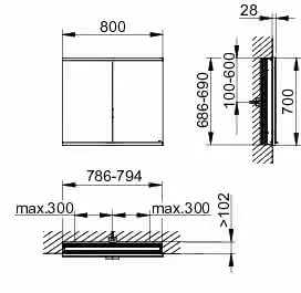 Keuco Royal Modular 2.0 SPS, bel. 80021, Einb,2Steckd,sb-elox,800x700x120mm – Bild 2