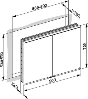 Keuco Royal Modular 2.0 SPS, bel. 80021, Einb,2Steckd,sb-elox,900x700x120mm – Bild 2