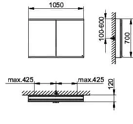 Keuco Royal Modular 2.0 SPS, bel. 80021, Vorb,2Steckd,sb-elox,1050x700x120mm – Bild 2
