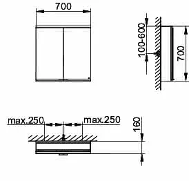 Keuco Royal Modular 2.0 SPS, bel. 80021, Vorb,2Steckd,sb-elox,700x700x160mm – Bild 2