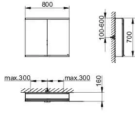 Keuco Royal Modular 2.0 SPS, bel. 80021, Vorb,2Steckd,sb-elox,800x700x160mm – Bild 2