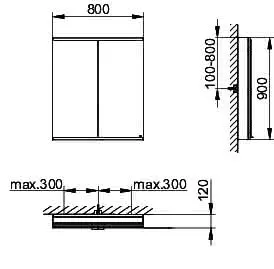 Keuco Royal Modular 2.0 SPS, bel. 80021, Vorb,2Steckd,sb-elox,800x900x120mm – Bild 2