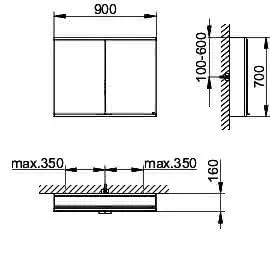 Keuco Royal Modular 2.0 SPS, bel. 80021, Vorb,2Steckd,sb-elox,900x700x160mm – Bild 2