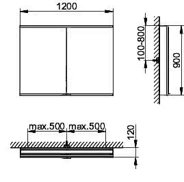 Keuco Royal Modular 2.0 SPS, bel. 80021, Vorb,2Steckd,sb-elox,1200x900x120mm – Bild 2