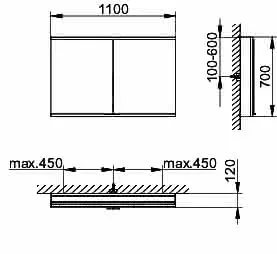 Keuco Royal Modular 2.0 SPS, DALI 80022, Vorb,2Steckd,sb-elox,1100x700x120mm – Bild 2