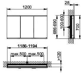 Keuco Royal Modular 2.0 SPS, bel. 80031, Einb,oSteckd,sb-elox,1200x700x120mm – Bild 2