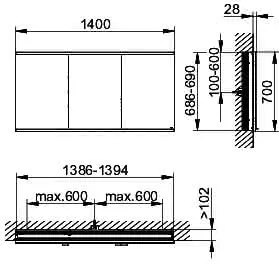 Keuco Royal Modular 2.0 SPS, bel. 80031, Einb,2Steckd,sb-elox,1400x700x120mm – Bild 2