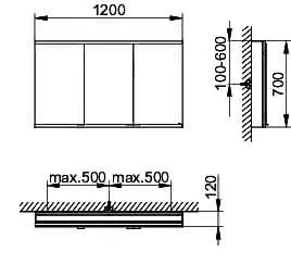Keuco Royal Modular 2.0 SPS, DALI 80032, Vorb,2Steckd,sb-elox,1200x700x120mm – Bild 2