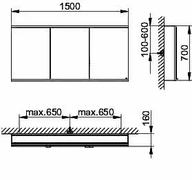 Keuco Royal Modular 2.0 SPS, unbel. 80030, Vorb,2Steckd,sb-elox,1500x700x160mm – Bild 2