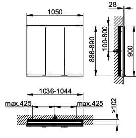 Keuco Royal Modular 2.0 SPS, bel. 80031, Einb,1Steckd/USB,sb-elox,1050x900x120mm – Bild 2