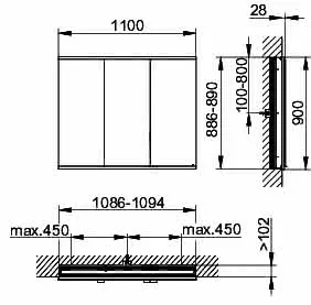 Keuco Royal Modular 2.0 SPS, bel. 80031, Einb,1Steckd/USB,sb-elox,1100x900x120mm – Bild 2