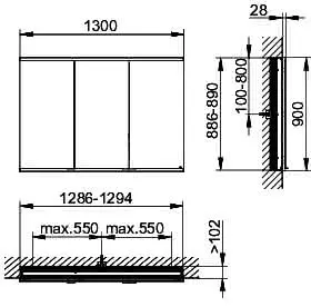 Keuco Royal Modular 2.0 SPS, bel. 80031, Einb,2Steckd,sb-elox,1300x900x120mm – Bild 2