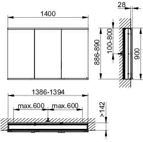 Keuco Royal Modular 2.0 SPS, bel. 80031, Einb,1Steckd/USB,sb-elox,1400x900x160mm – Bild 2