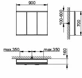 Keuco Royal Modular 2.0 SPS, bel. 80031, Vorb,2Steckd,sb-elox,900x700x160mm – Bild 2