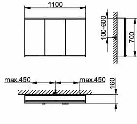 Keuco Royal Modular 2.0 SPS, bel. 80031, Vorb,2Steckd,sb-elox,1100x700x160mm – Bild 2