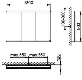 Keuco Royal Modular 2.0 SPS, bel. 80031, Vorb,1Steckd/USB,sb-elox,1300x900x120mm – Bild 2