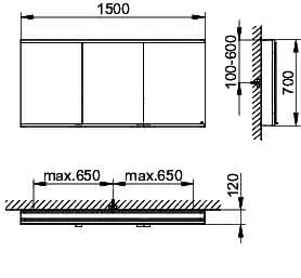 Keuco Royal Modular 2.0 SPS, DALI 80032, Vorb,2Steckd,sb-elox,1500x700x120mm – Bild 2