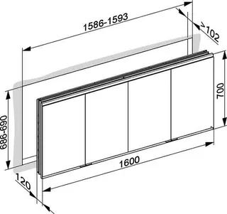 Keuco Royal Modular 2.0 SPS, DALI 80042, Einb,4Steckd,sb-elox,1600x700x120mm – Bild 3