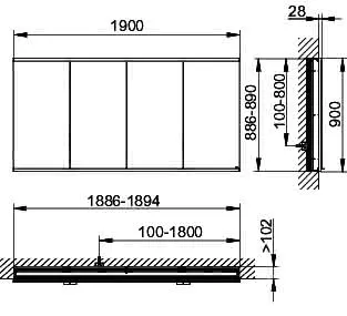 Keuco Royal Modular 2.0 SPS, bel. 80041, Einb,4Steckd,sb-elox,1900x900x120mm – Bild 2