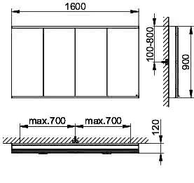 Keuco Royal Modular 2.0 SPS, bel. 80041, Vorb,2Steckd/USB,sb-elox,1600x900x120mm – Bild 2