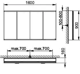 Keuco Royal Modular 2.0 SPS, bel. 80041, Vorb,4Steckd,sb-elox,1600x900x160mm – Bild 2