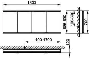 Keuco Royal Modular 2.0 SPS, bel. 80041, Vorb,oSteckd,sb-elox,1800x700x120mm – Bild 2