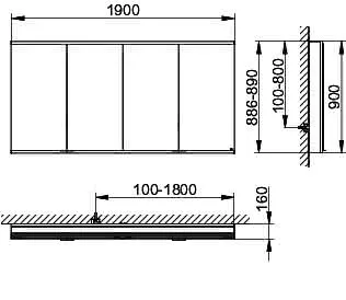 Keuco Royal Modular 2.0 SPS, bel. 80041, Vorb,2Steckd/USB,sb-elox,1900x900x120mm – Bild 2